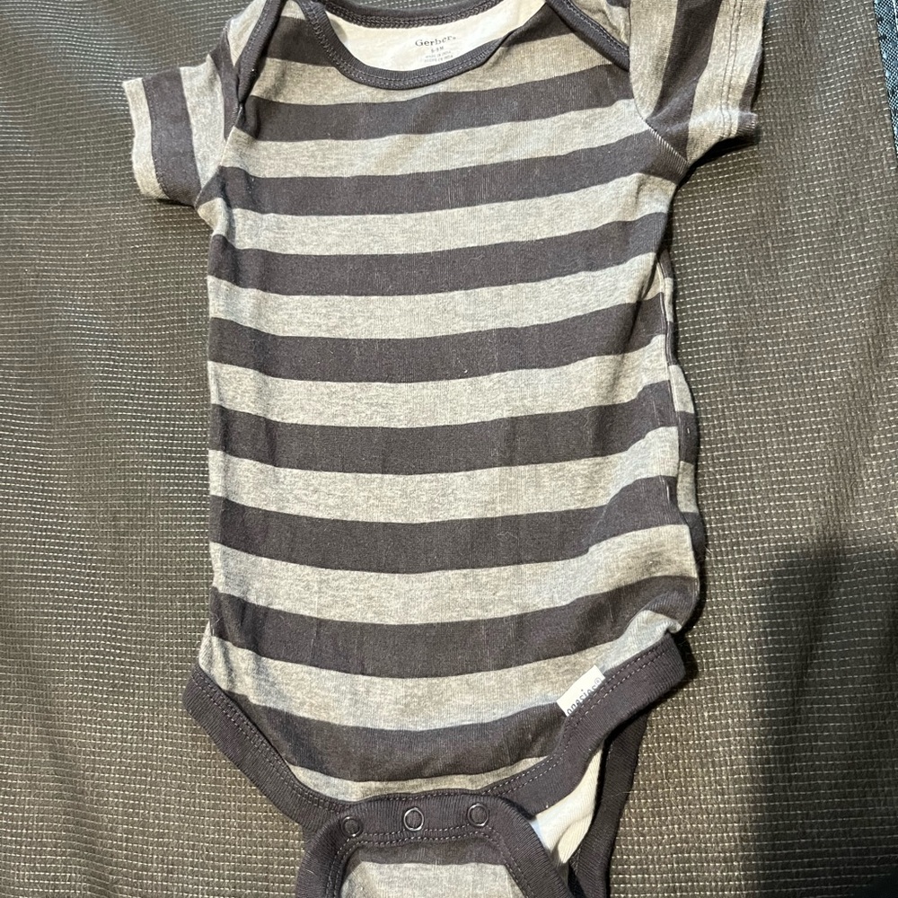 Gerber Gray and Black Striped Bodysuit